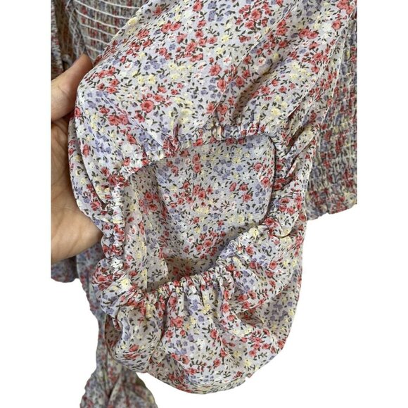 Retro Floral Top 5x Pink Feminine Crop Ruffle Boho Dainty Western 80s Chic Indie - Picture 8 of 12